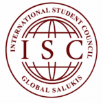 Logo for the International Student Council at Southern Illinois University - Carbondale. Featuring the letters ISC within a globe graphic, surrounded by the text 'International Student Council' and 'Global Salukis'.