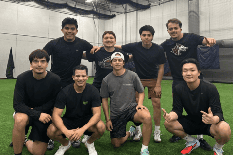 Eight participants gather together for a team photo after winning the soccer tournament as part of the International Spring Games 2026 at SIU Carbondale.